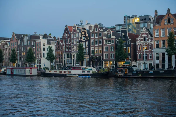 Ночные Огни Каналы Амстердама — стоковое фото