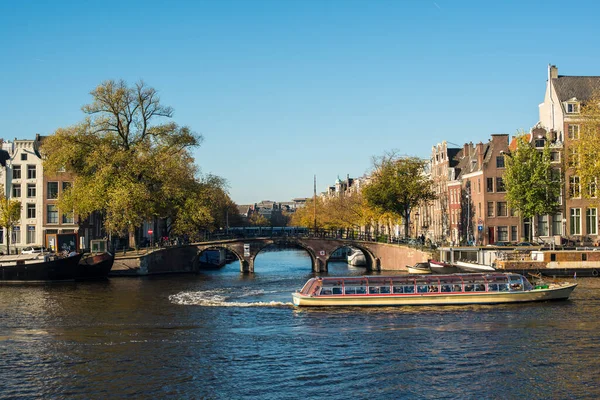 Bateaux Sur Rivière Amstel — Photo