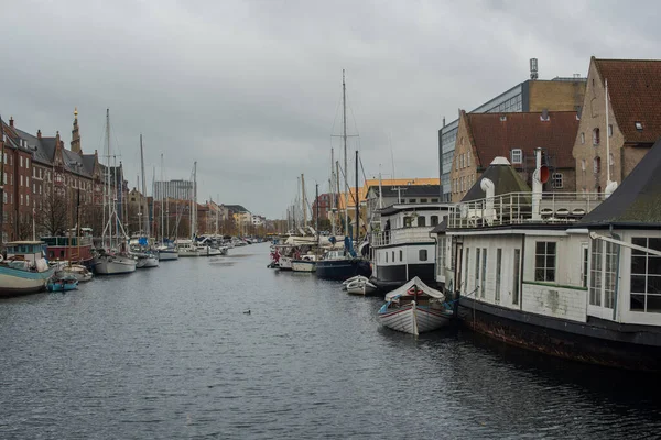 Kanal Och Båtar Köpenhamn — Stockfoto