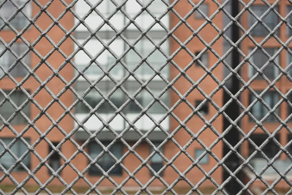 Metal Mesh Fence City — Stock Photo, Image