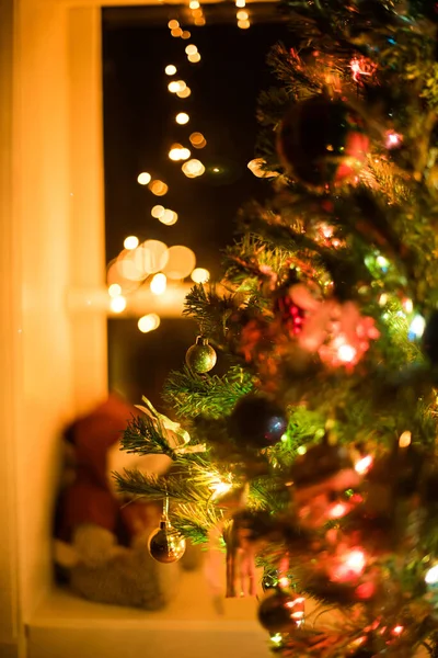 Arbre Noël Avec Des Lumières — Photo
