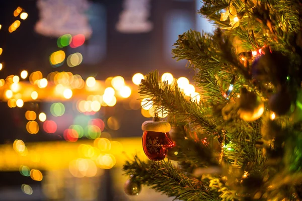 Árbol Navidad Luces Decoraciones Imagen De Stock