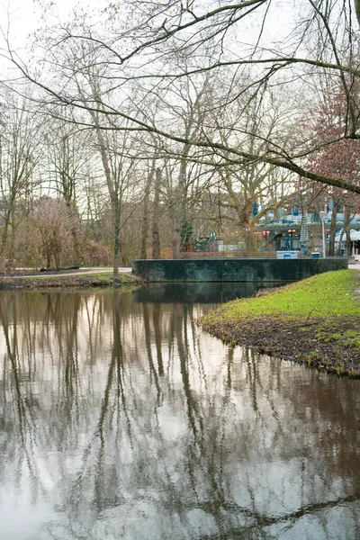 Reflet Dans Étang Parc Vondel — Photo