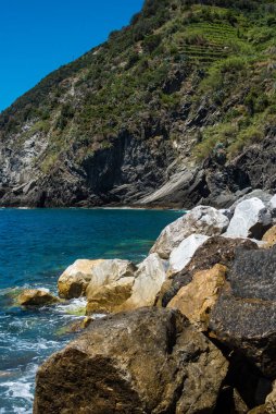 rocks and beaches of the Ligurian sea in Italy 