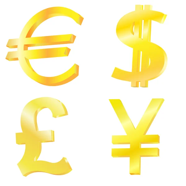 Golden currency symbols — Stock Vector
