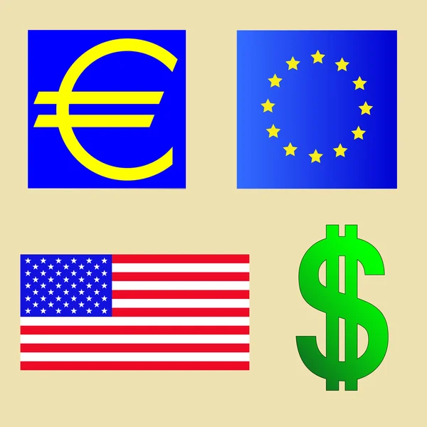 Vlag van de Verenigde Staten en euro — Stockvector