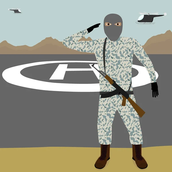 Voják s puškou — Stockový vektor