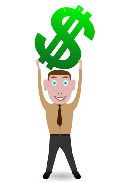 Hombre con signo de dólar — Vector de stock