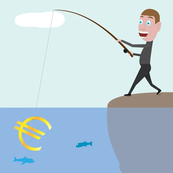 Businessman catching euro — Stock Vector