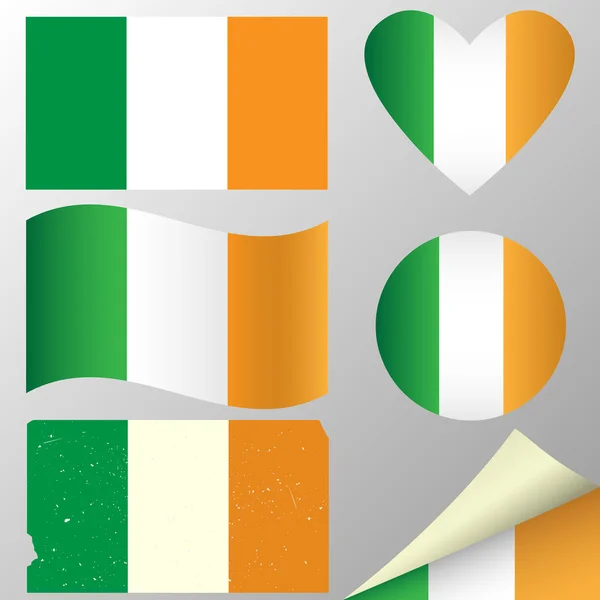 Irlandia flagi zestaw — Wektor stockowy