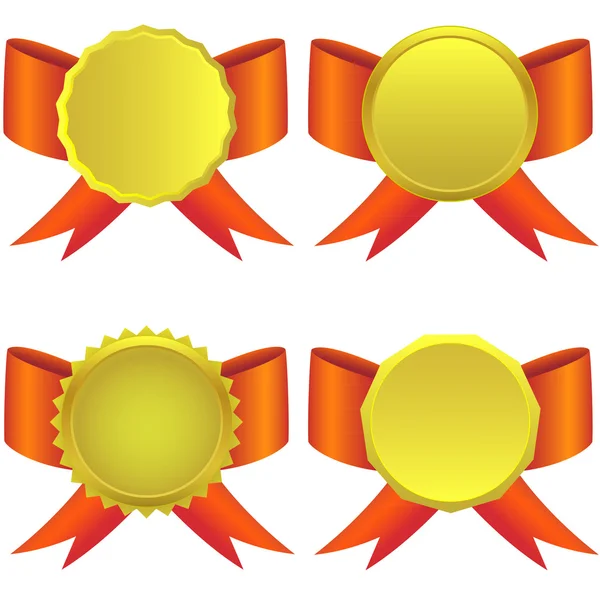 Set of golden medals — Stock Vector