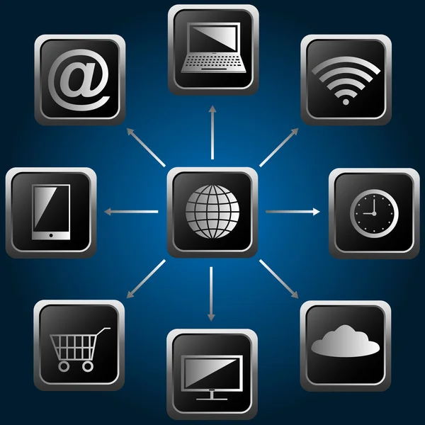 Esquema de tecnología informática con iconos — Vector de stock