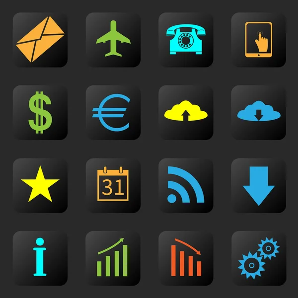 Icone Web sullo sfondo nero — Vettoriale Stock