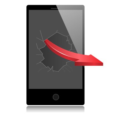 Smart phone and red arrow clipart