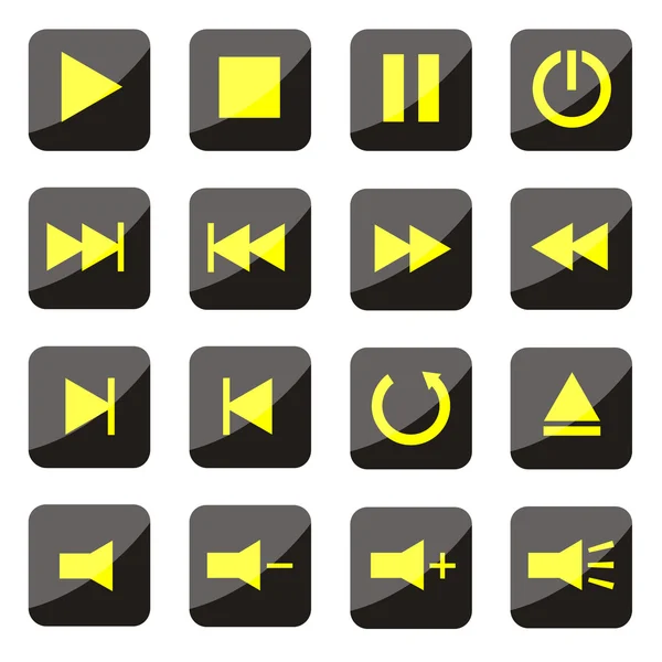 Yellow media player buttons — Stock Vector