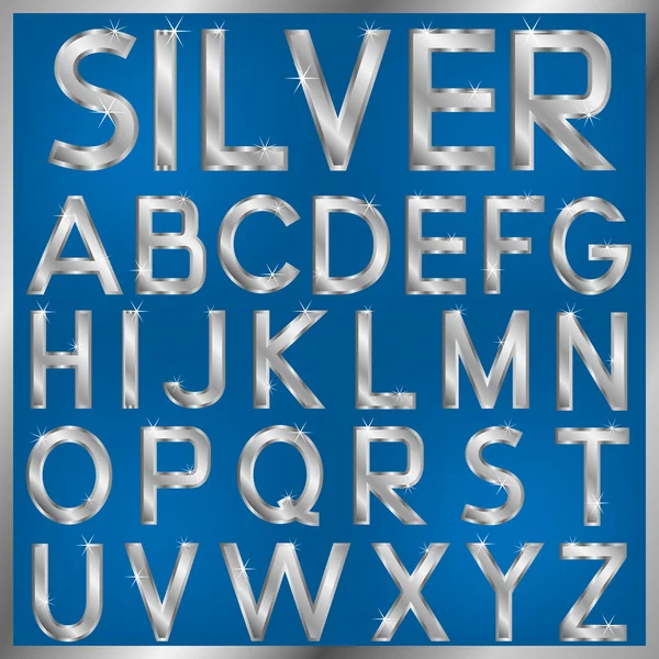 Zilveren lettertypeGümüş yazı tipi — Stok Vektör