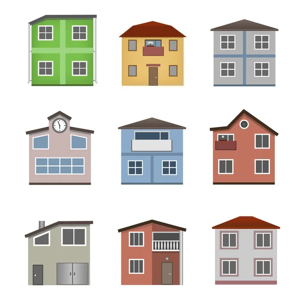 Casa e set di edifici . — Vettoriale Stock