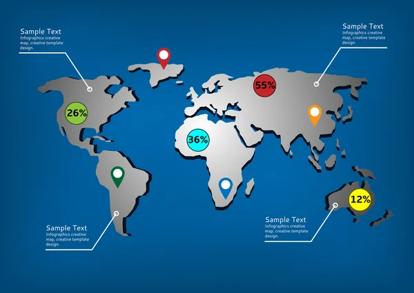 Wereld kaart infographic sjabloon. — Stockvector