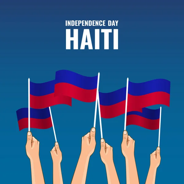 Día Independencia Haití Las Manos Sostienen Las Banderas Del País — Archivo Imágenes Vectoriales