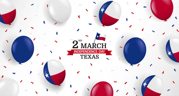 Illustrazione Vettoriale Del Texas Independence Day Sfondo Con Palloncini Coriandoli — Vettoriale Stock