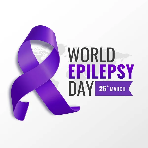 Dünya Epilepsi Günü 'nün Vektör İllüstrasyonu. Mor Gün. Menekşe kurdeleli pankart