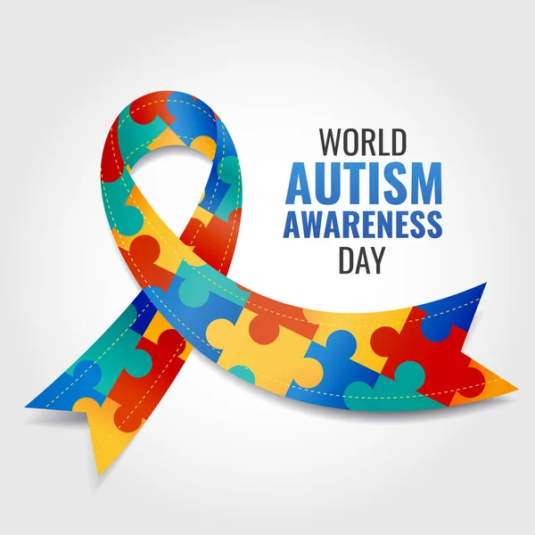 Illustrazione Vettoriale World Autism Awareness Day Nastro — Vettoriale Stock