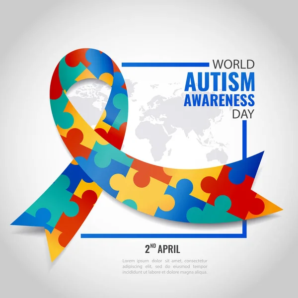 Illustrazione Vettoriale World Autism Awareness Day Nastro — Vettoriale Stock