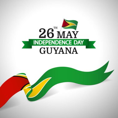 Guyana Bağımsızlık Günü 'nün Vektör İllüstrasyonu. Kurdele