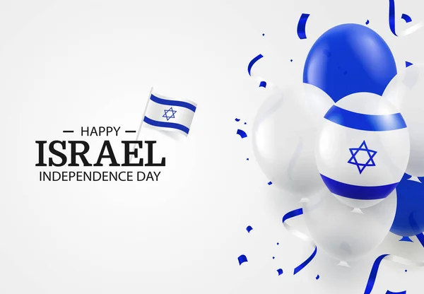 Wektor Ilustracja Dnia Niepodległości Izraela Tło Balonami Flagami Konfetti — Wektor stockowy