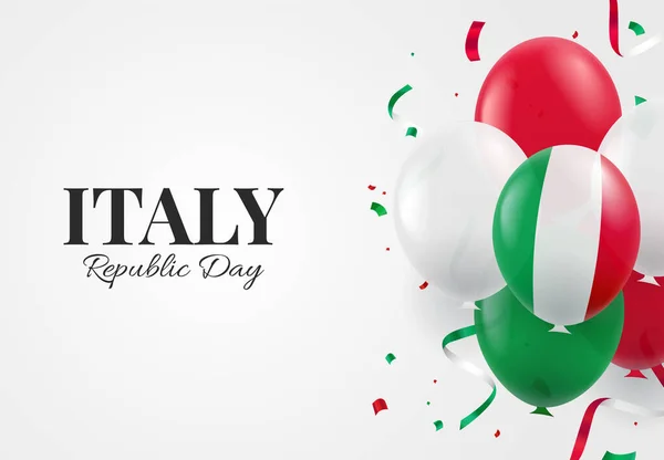Ilustração Vetorial Dia República Itália Antecedentes Com Balões — Vetor de Stock