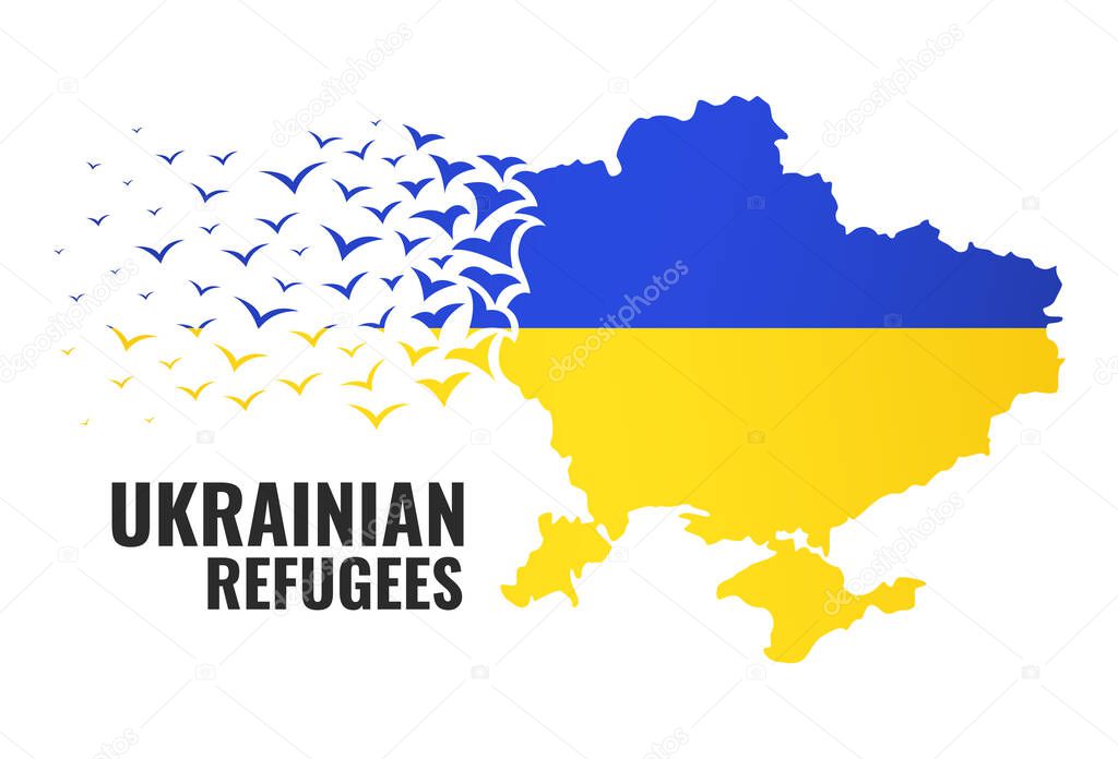 Vector Illustration of Ukrainian refugees as a result of the war