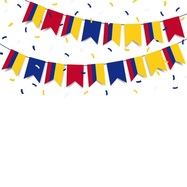 Vector Illustration Colombia Independence Day Garland Flag Colombia White Background — Vettoriale Stock