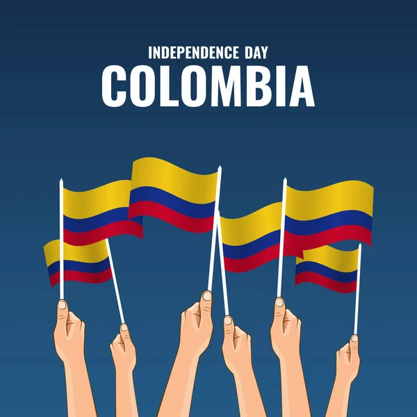 Vector Illustration Colombia Independence Day Hand Flag — Archivo Imágenes Vectoriales