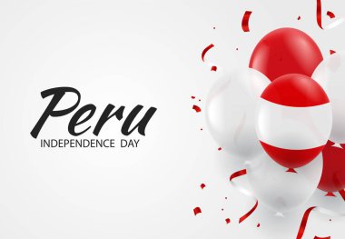 Peru Bağımsızlık Günü 'nün Vektör İllüstrasyonu. Balonlu arkaplan