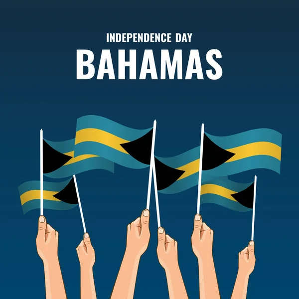 Vector Illustration Bahamas Independence Day Inglés Mano Con Banderas — Archivo Imágenes Vectoriales