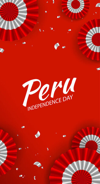 Vector Illustration of Peru Independence Day. Celebration banner. Cockade national symbol of Peru