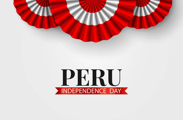 Vector Illustration of Peru Independence Day. Celebration banner. Cockade national symbol of Peru