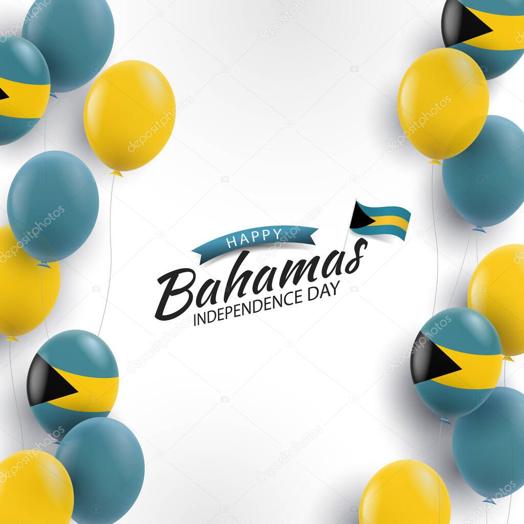 Vector Illustration of Bahamas Independence Day. Background with balloons