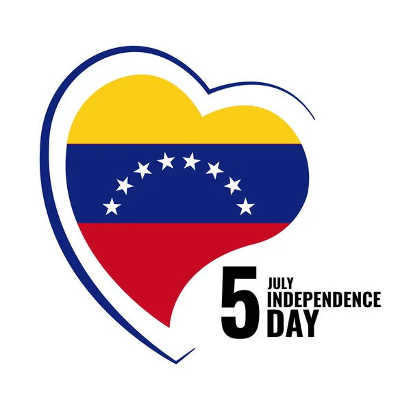 Ilustración Vectorial Del Día Independencia Venezuela Bandera Venezuela Forma Corazón — Archivo Imágenes Vectoriales