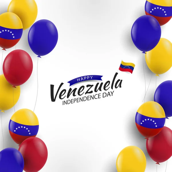 Ilustración Vectorial Del Día Independencia Venezuela Fondo Con Globos — Archivo Imágenes Vectoriales