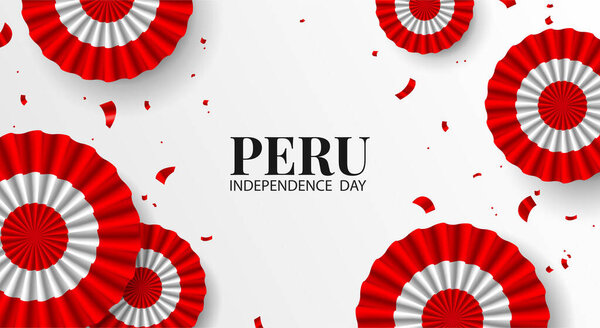 Vector Illustration of Peru Independence Day. Celebration banner. Cockade national symbol of Peru