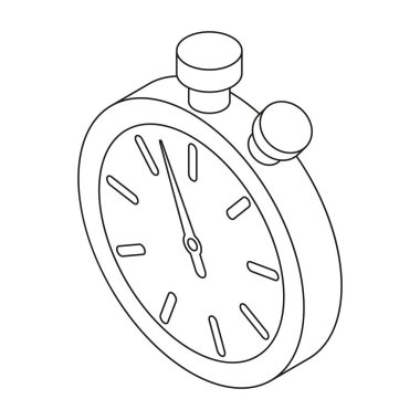 Stopwatch izometrik çizgi simgesi. doğrusal biçim simgesi beyazda izole edildi