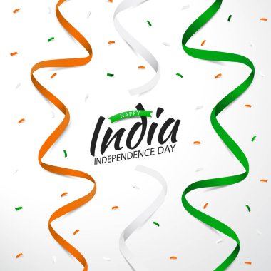 Hindistan 'ın Bağımsızlık Günü' nün Vektör İllüstrasyonu. Kurdele