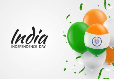 Hindistan 'ın Bağımsızlık Günü' nün Vektör İllüstrasyonu. Balonlu arkaplan
