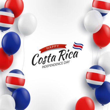 Vector Illustration of Independence Day in Costa Rica.  Background with balloons