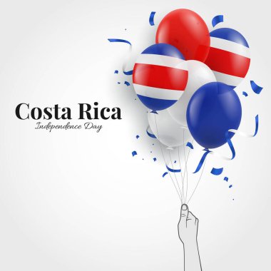 Vector Illustration of Independence Day in Costa Rica.  Hand with balloons