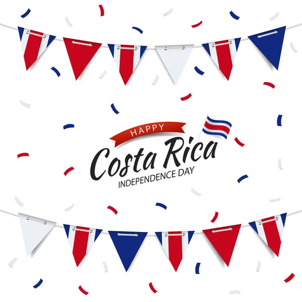 Ilustración Vectorial Día Independencia Costa Rica Guirnalda Con Bandera Costa — Archivo Imágenes Vectoriales