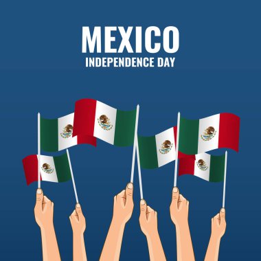 Vector Illustration of  Mexico Independence Day. Hands with flag