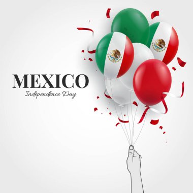 Vector Illustration of  Mexico Independence Day. Hand with balloons
