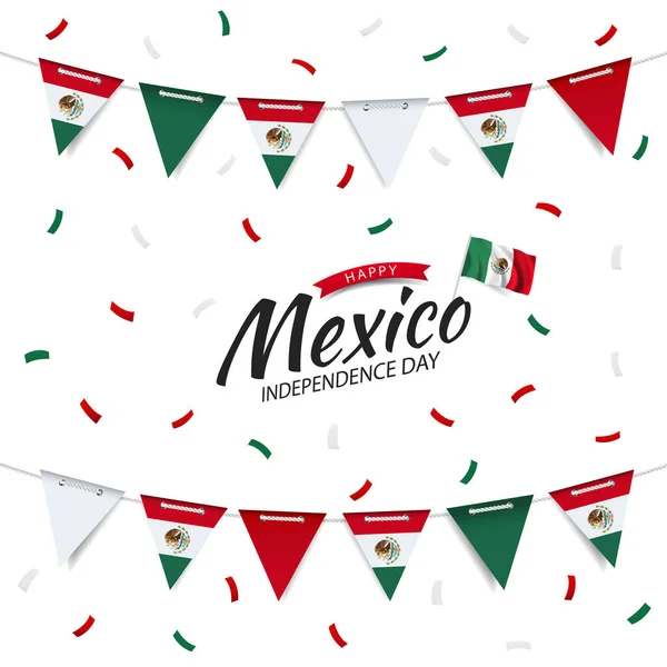 Vector Illustration Mexico Independence Day Garland Flag Mexic — Vector de stock